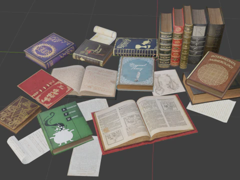 Реалистичные книги волшебников 3D Модель