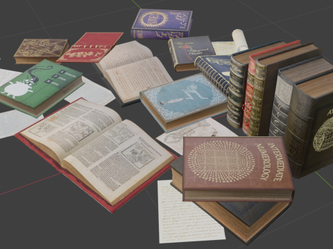 Realistic Wizard Books 3D Modell