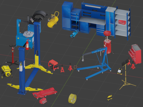 Auto repair tools and equipment 3D मॉडल
