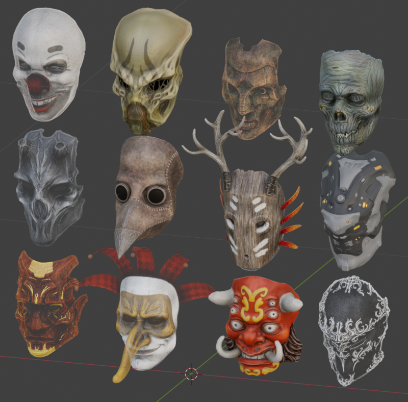 Clown Devil Mask 3D Модель .c4d .max .obj .3ds .fbx .stl .blend 