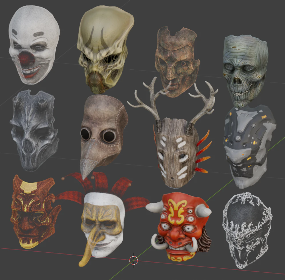 Clown Devil Mask 3D Model .c4d .max .obj .3ds .fbx .stl .blend