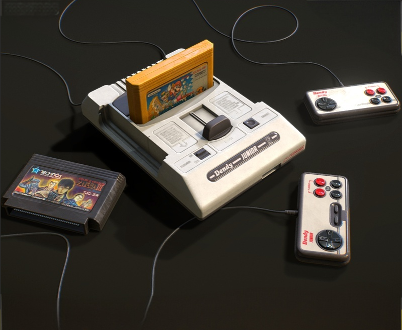 Retro realistic game console 3D Model .c4d .max .obj .3ds .fbx .stl .blend 