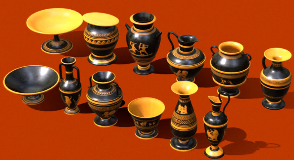 Greek style pottery 3D Model .c4d .max .obj .3ds .fbx .stl .blend