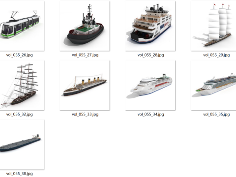 38 types of transportation vehicles Modèle 3D