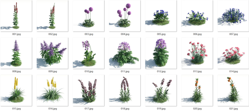 54 vibrant flowers and plants 3D Модель .c4d .max .obj .3ds .fbx .stl .blend