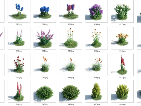 54 vibrant flowers and plants 3D Model