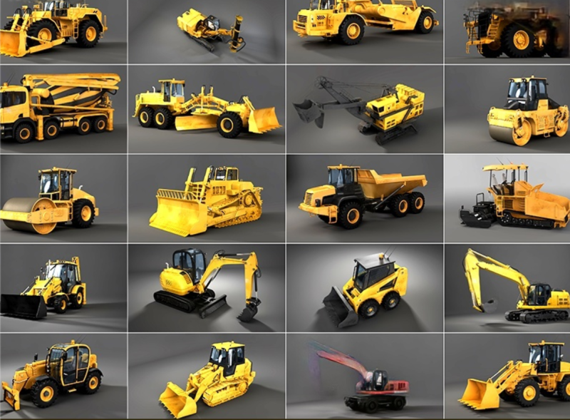 20 types of construction vehicles 3D Модель .c4d .max .obj .3ds .fbx .stl .blend 