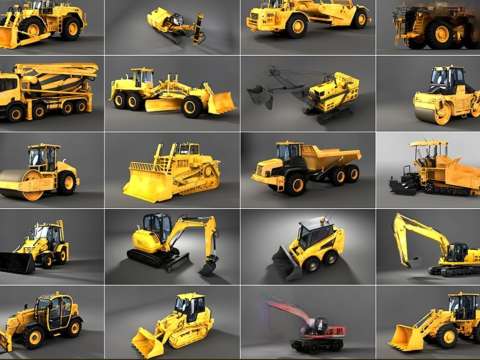 20 types of construction vehicles 3D Modell