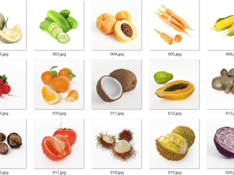44 types of fruits and vegetables 3D 모델