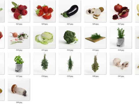 44 types of fruits and vegetables 3D Model