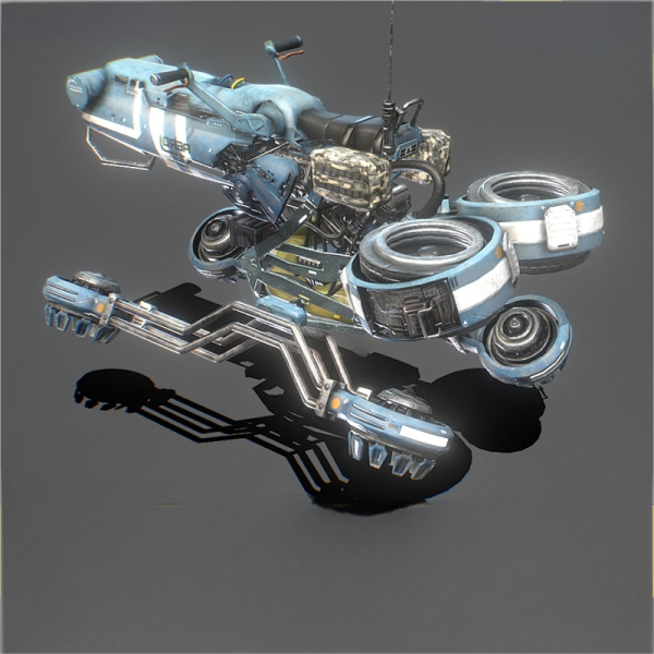 Science fiction flying motorcycle 3D Model .c4d .max .obj .3ds .fbx .stl .blend