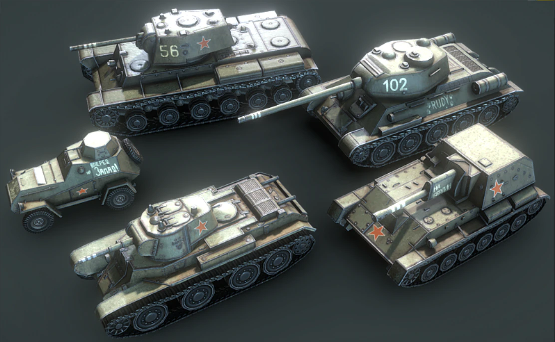 Soviet Tank Low Model 3D Model .c4d .max .obj .3ds .fbx .stl .blend 