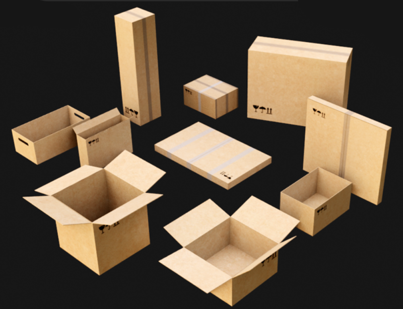 10 cardboard box models 3D Model .c4d .max .obj .3ds .fbx .stl .blend 