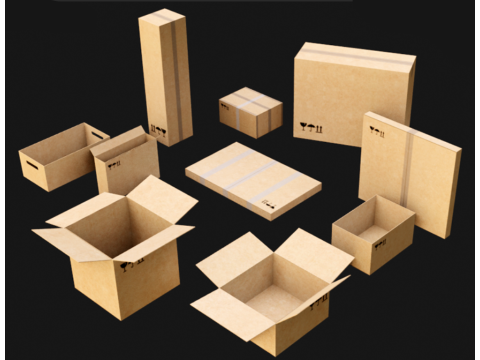 10 cardboard box models 3D Model