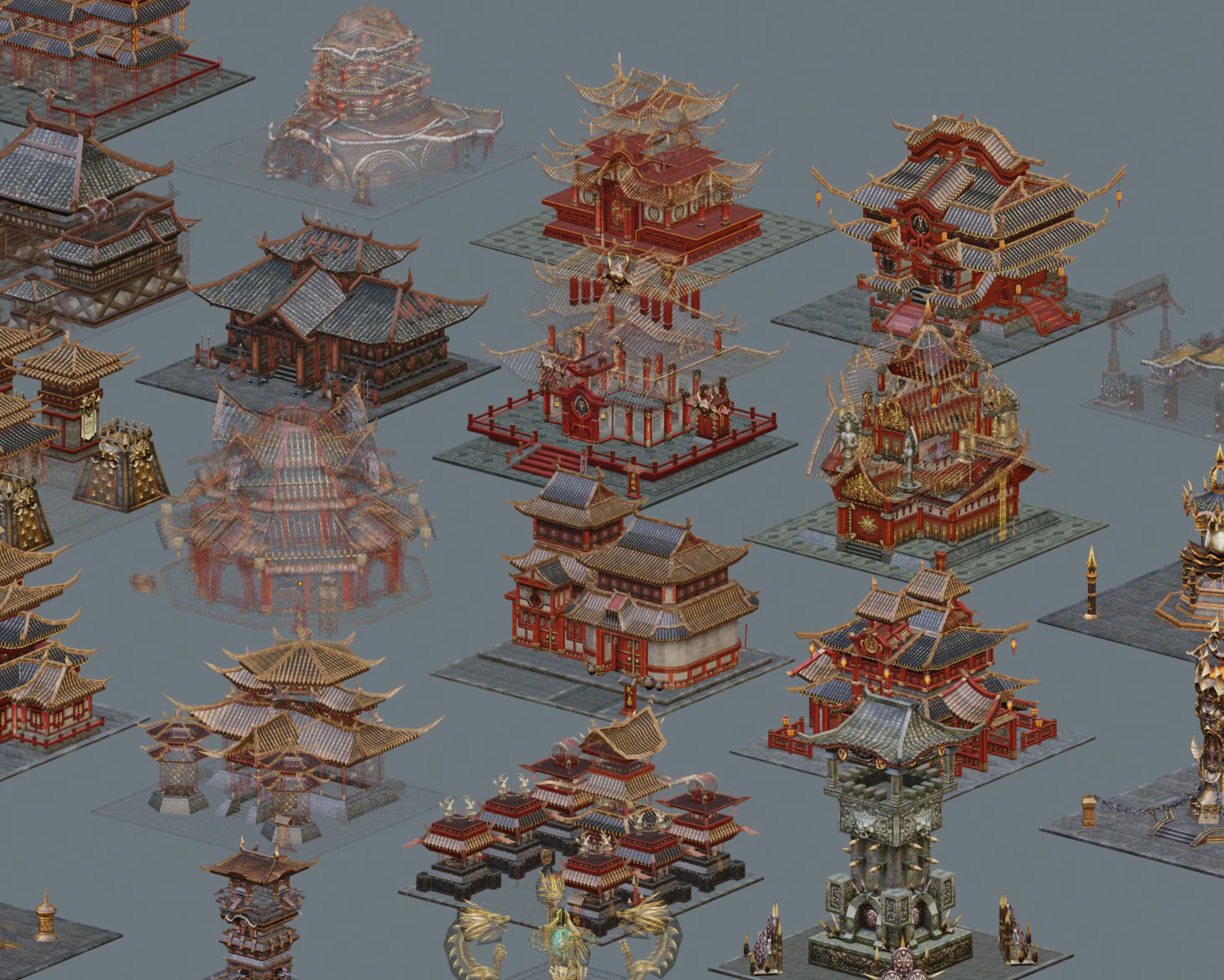 Ancient style architecture with low formwork 3D Model .c4d .max .obj .3ds .fbx .stl .blend