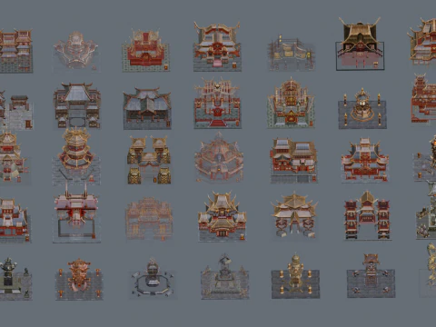 Ancient style architecture with low formwork 3D Model