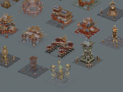 Ancient style architecture with low formwork 3D Model