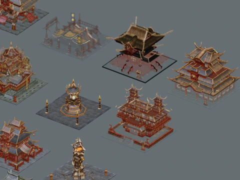 Ancient style architecture with low formwork 3D Model