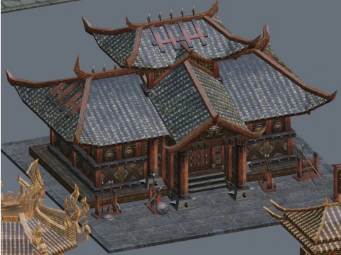 Ancient style architecture with low formwork 3D Model