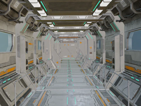 Научно-фантастический канал и ворота 2 3D Модель