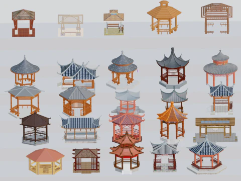 Стриманий павільйон в національному стилі 3D Модель