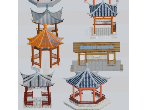 Low profile national style pavilion Model 3D