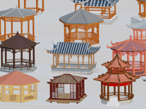 Low profile national style pavilion Model 3D