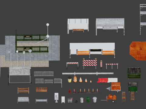 Realistic street props 3D Модель