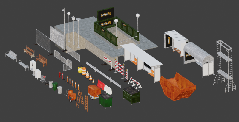 Realistic street props 3D Модель .c4d .max .obj .3ds .fbx .stl .blend 