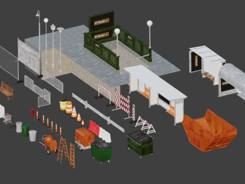 Adere&ccedil;os de rua realistas Modelo 3D