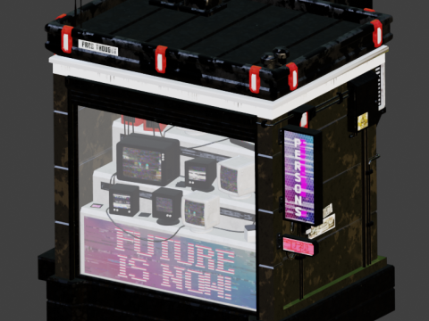Cyberpunk Street Buildings Model 3D