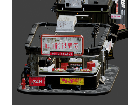 Cyberpunk Street Buildings Model 3D