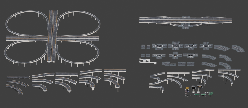Städtische Straßenanlagen 3D Modell .c4d .max .obj .3ds .fbx .stl .blend