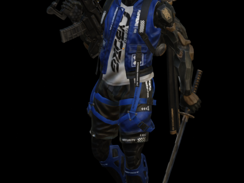 Cyberpunk Gunner 3D Model