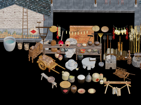 Agricultural tools and supplies for farmhouses Modelo 3D