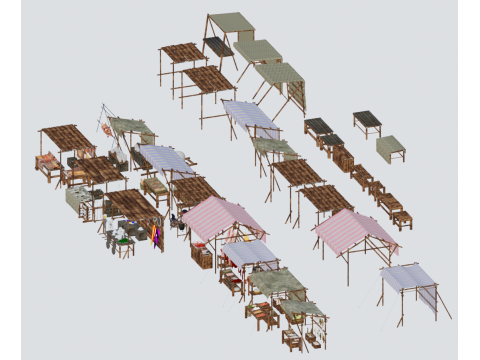 European medieval stalls 3D Model