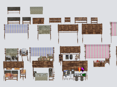 中世ヨーロッパの屋台 3Dモデル