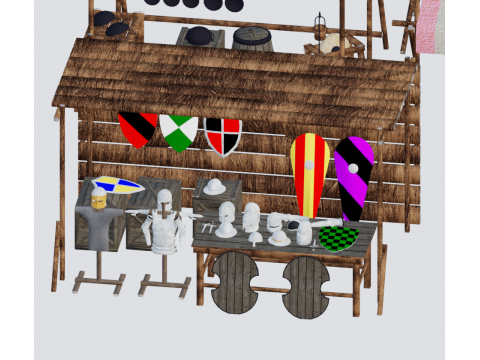 中世ヨーロッパの屋台 3Dモデル