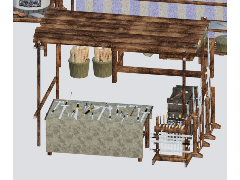 中世ヨーロッパの屋台 3Dモデル