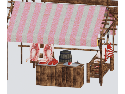 中世ヨーロッパの屋台 3Dモデル