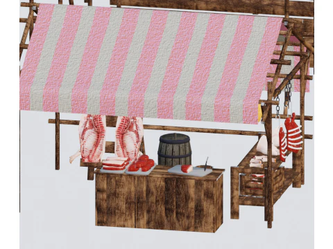 European medieval stalls 3D Model
