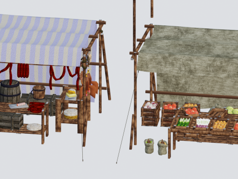 中世ヨーロッパの屋台 3Dモデル