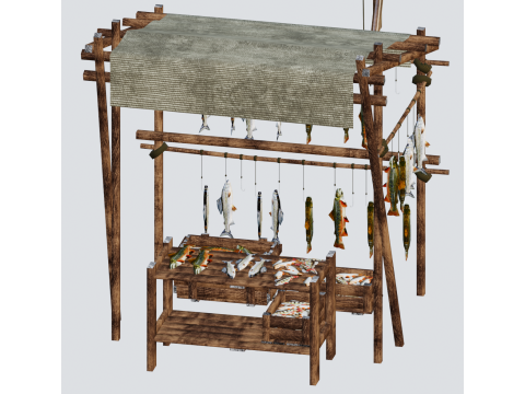 中世ヨーロッパの屋台 3Dモデル