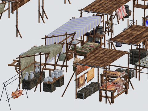 中世ヨーロッパの屋台 3Dモデル