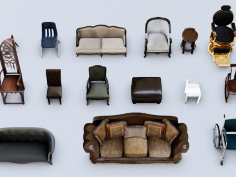European-style furniture assets Model 3D