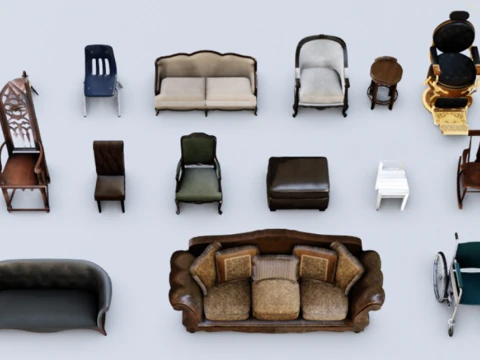 European-style furniture assets 3D Model