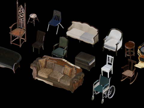 European-style furniture assets Modelo 3D