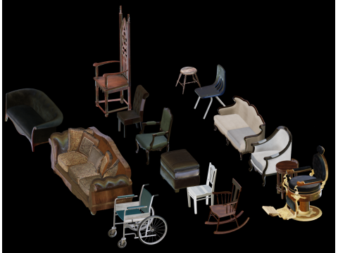 European-style furniture assets Modelo 3D
