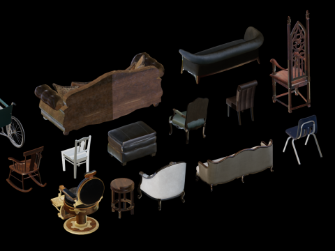 European-style furniture assets Modelo 3D