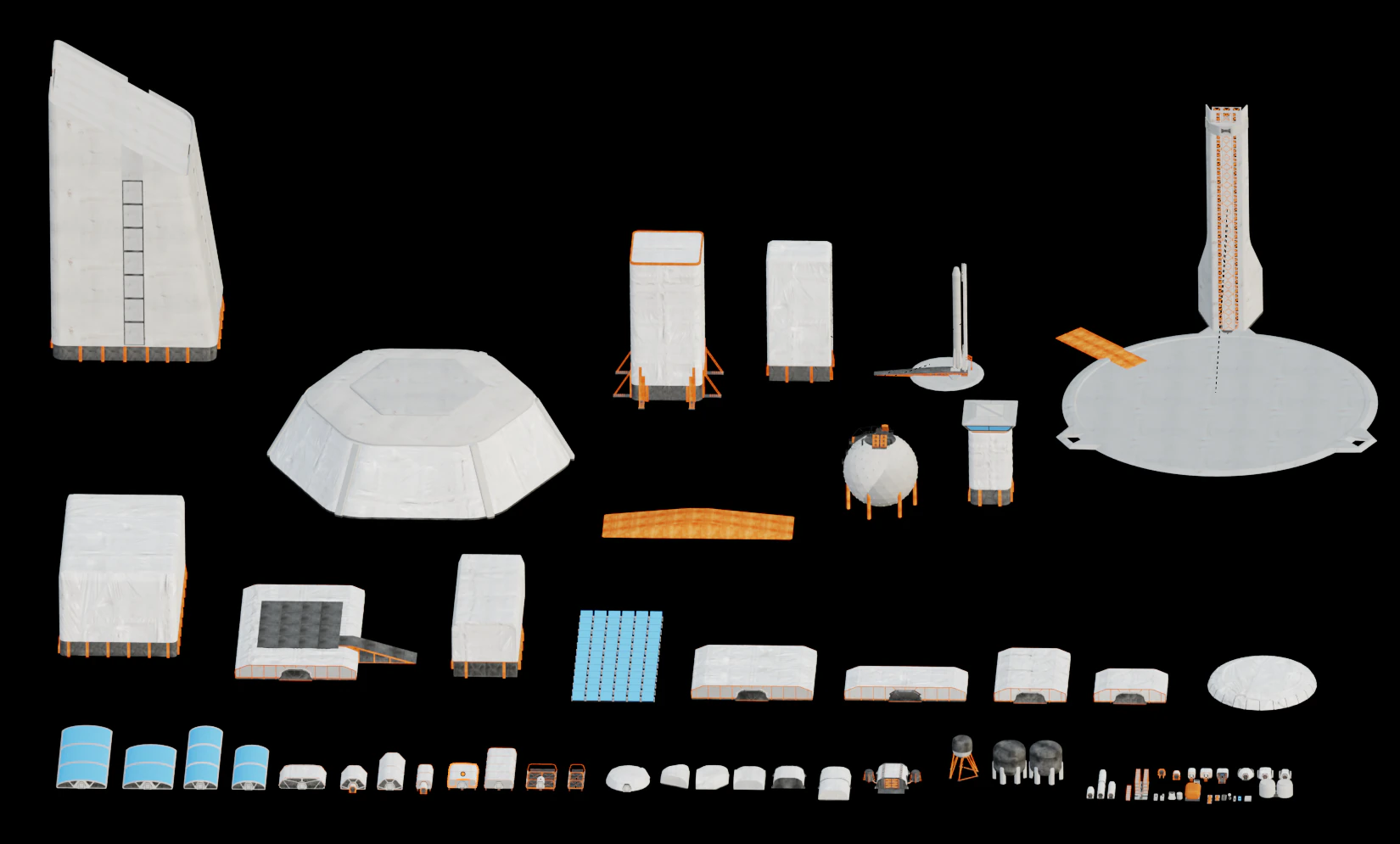 Space Colony Base 3D Model .c4d .max .obj .3ds .fbx .stl .blend 